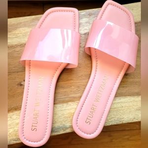 NWOT! Stuart Weitzman Summer Leather Slide Sandal, Pink 9B